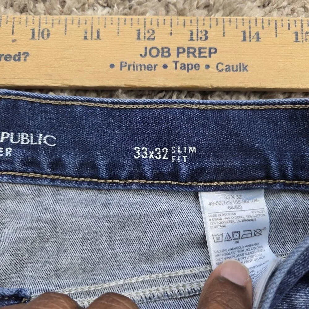 Banana Republic Jeans Mens 33x32 Blue Slim Fit Denim Stretch Mark*